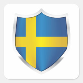 Zweden Silver Shield Flag Vierkante Sticker