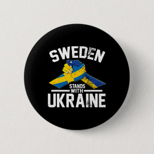 Zweden Staat Met Oekraine Oekraïense Zweedse Vlag  Ronde Button 5,7 Cm