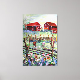 Zweden Stuga Boerderij Scandinavian Farmhouse Canvas Afdruk