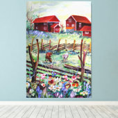 Zweden Stuga Boerderij Scandinavian Farmhouse Canvas Afdruk (Insitu (Houten vloer))