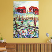 Zweden Stuga Boerderij Scandinavian Farmhouse Canvas Afdruk (Insitu (Woonkamer))