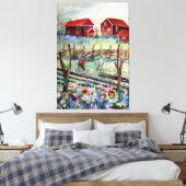 Zweden Stuga Boerderij Scandinavian Farmhouse Canvas Afdruk (Insitu (Slaapkamer))