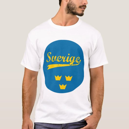 Zweden, Sverige, 3 kronen, sticker, cirkel (2) T-shirt (Voorkant)