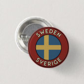 Zweden Sverige Ronde Button 3,2 Cm (Voorkant /achterkant)