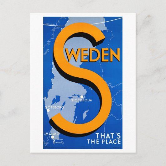 Zweden "That's the Place" Reisposter Briefkaart (Voorkant)
