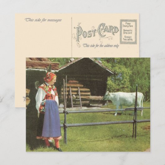 Zweden, Traditional farmyard scene Briefkaart (Voorkant / Achterkant)