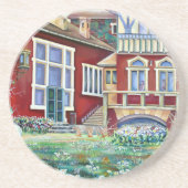 Zweden Traditioneel landschap in Waterverf Zandsteen Onderzetter (Voorkant)