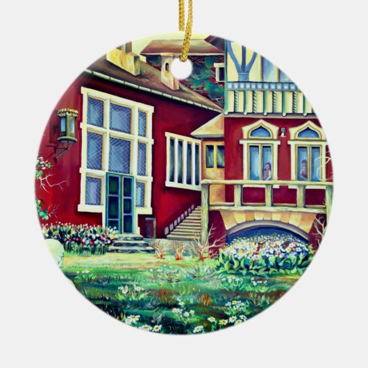 Zweden, traditioneel landschap keramisch ornament (Voorkant)