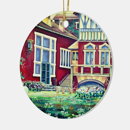 Zweden, traditioneel landschap keramisch ornament (Links)