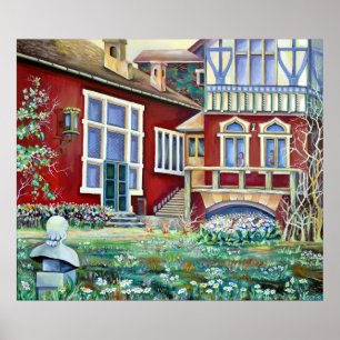 Zweden, traditioneel landschap poster