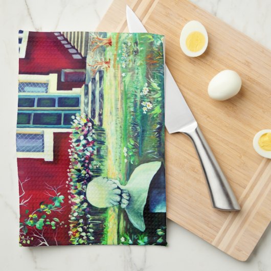 Zweden, traditioneel landschap theedoek (Quarter Fold)