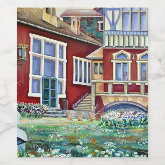 Zweden, traditioneel landschap wijn etiket (Enkel label)