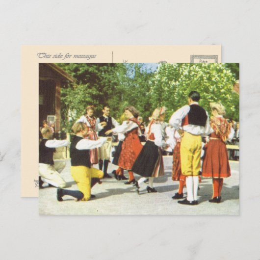 Zweden, traditioneel Zweeds dansen Briefkaart (Voorkant / Achterkant)