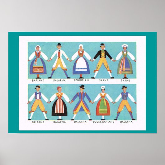 Zweden, traditionele regionale kostuums 2 Poster (Voorkant)