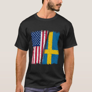 Zweden USA Zweden USA Lover Sverige USA Vlag T-shirt