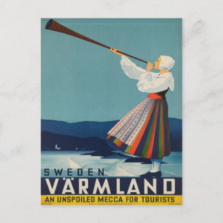 Zweden Varmland Vintage Travel Poster Briefkaart
