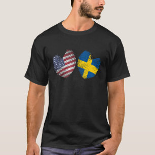 Zweden Verenigde Staten Amerikaanse vlag Zweedse v T-shirt