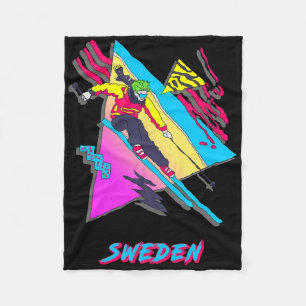 Zweden Vibrant Retro Abstract Skiontwerp Fleece Deken