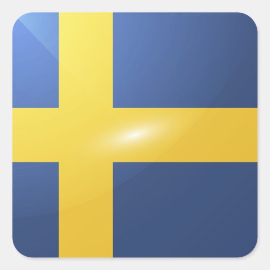 Zweden vierkante glanzende vlag sticker (Voorkant)