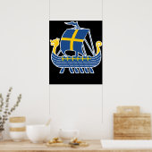 Zweden Viking Ship Gift Valhalla Swedish Viking Poster (Keuken)