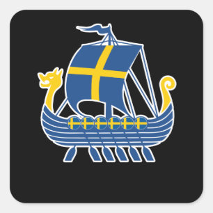Zweden Viking Ship Gift Valhalla Swedish Viking Vierkante Sticker