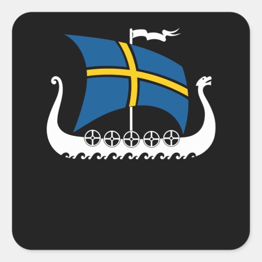 Zweden Viking Ship Valhalla Swedish Viking Ship Vierkante Sticker (Voorkant)
