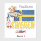 Zweden Vintage Vlag Retro Eland Vakantie Souvenir Sticker (Vel)