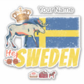 Zweden Vintage Vlag Retro Eland Vakantie Souvenir Sticker (Voorkant)