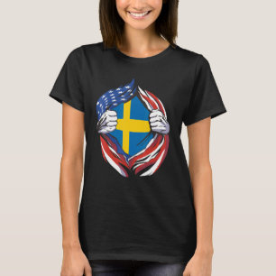 Zweden Vlag Amerikaanse trots op mijn Zweedse erfg T-shirt