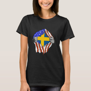 Zweden Vlag Borst USA Amerika Zweedse Trots Zweeds T-shirt