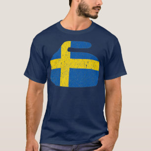 Zweden Vlag Curling Rock Zweedse Curling Premium T-shirt