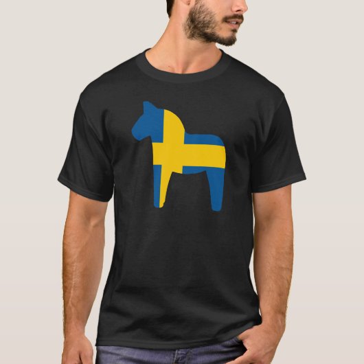 Zweden vlag Dala Horse T-shirt (Voorkant)
