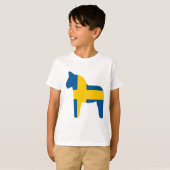 Zweden vlag Dala Horse T-shirt (Voorkant volledig)