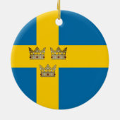 Zweden vlag / Drie kronen toegevoegd Keramisch Ornament (Achterkant)