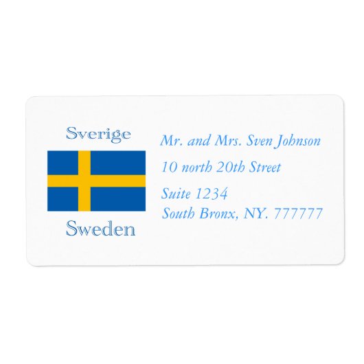 Zweden Vlag Etiket (Voorkant)