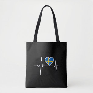 Zweden - vlag hartslag tote bag
