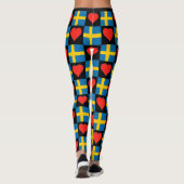 Zweden Vlag Heart Pattern Cute Patriotic Zweden Leggings (Achterkant)
