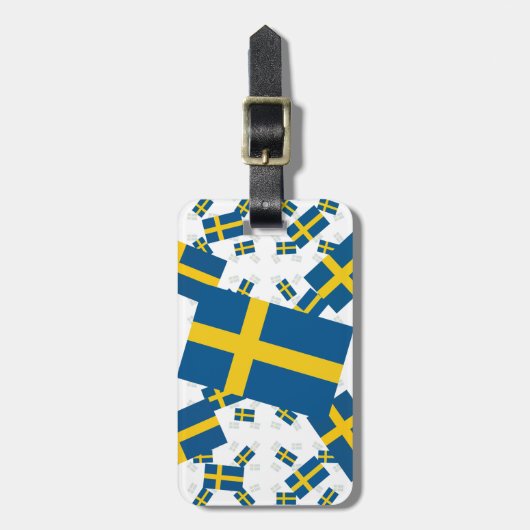 Zweden vlag in meerdere lagen scheef bagagelabel (Voorkant verticaal)