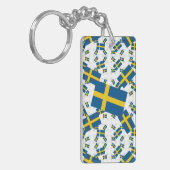 Zweden vlag in meerdere lagen scheef sleutelhanger (Voorkant Links)