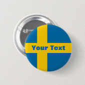 Zweden Vlag Jouw tekst Button (Voorkant /achterkant)