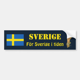 Zweden vlag + kaartBumpersticker Bumpersticker