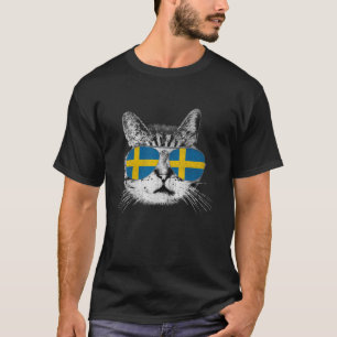 Zweden Vlag Kat Vintage Mannen Vrouwen Grafisch Co T-shirt