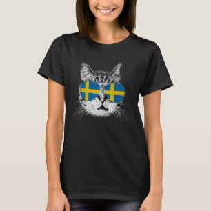 Zweden - Vlag Kat Vintage Mannen Vrouwen Grafisch T-shirt