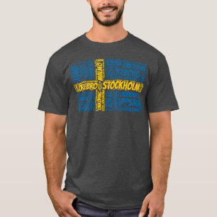 Zweden Vlag Met Stad N amen Woord jongen T-shirt