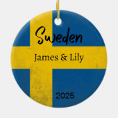 Zweden Vlag Ornament, gepersonaliseerd Zweden Keramisch Ornament (Achterkant)