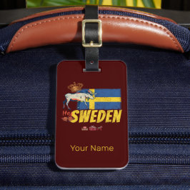 Zweden  Vlag Retro Moose Vakantie Souvenir Bagagelabel