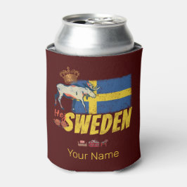Zweden  Vlag Retro Moose Vakantie Souvenir Blikjeskoeler