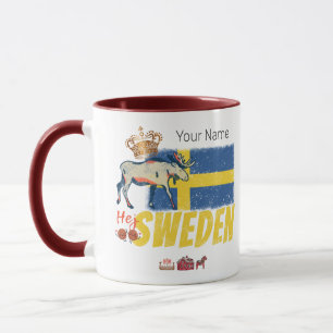 Zweden Vlag Retro Moose Vakantie Souvenir Mok