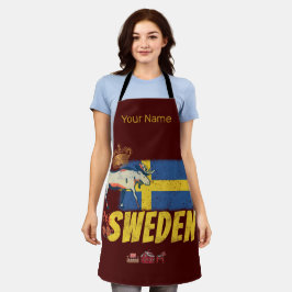 Zweden  Vlag Retro Moose Vakantie Souvenir Schort
