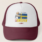 Zweden  Vlag Retro Moose Vakantie Souvenir Trucker Pet (Voorkant)